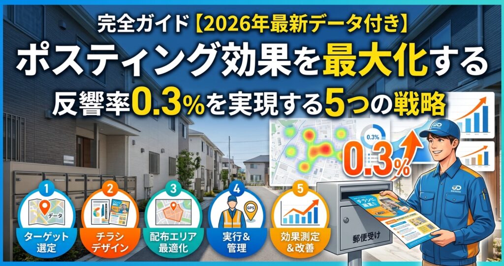 ポスティング効果を最大化する完全ガイド【2026年最新データ付き】反響率0.3%を実現する5つの戦略