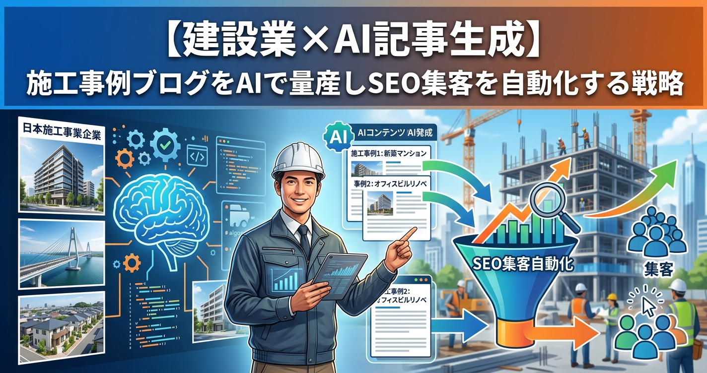 【建設業×AI記事生成】施工事例ブログをAIで量産しSEO集客を自動化する戦略