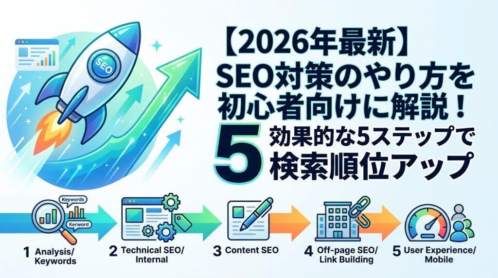 【2026年最新】SEO対策のやり方を初心者向けに解説！効果的な5ステップで検索順位アップ