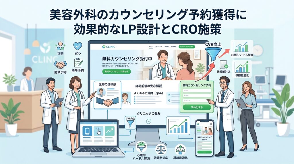 美容外科のカウンセリング予約獲得に効果的なLP設計とCRO施策