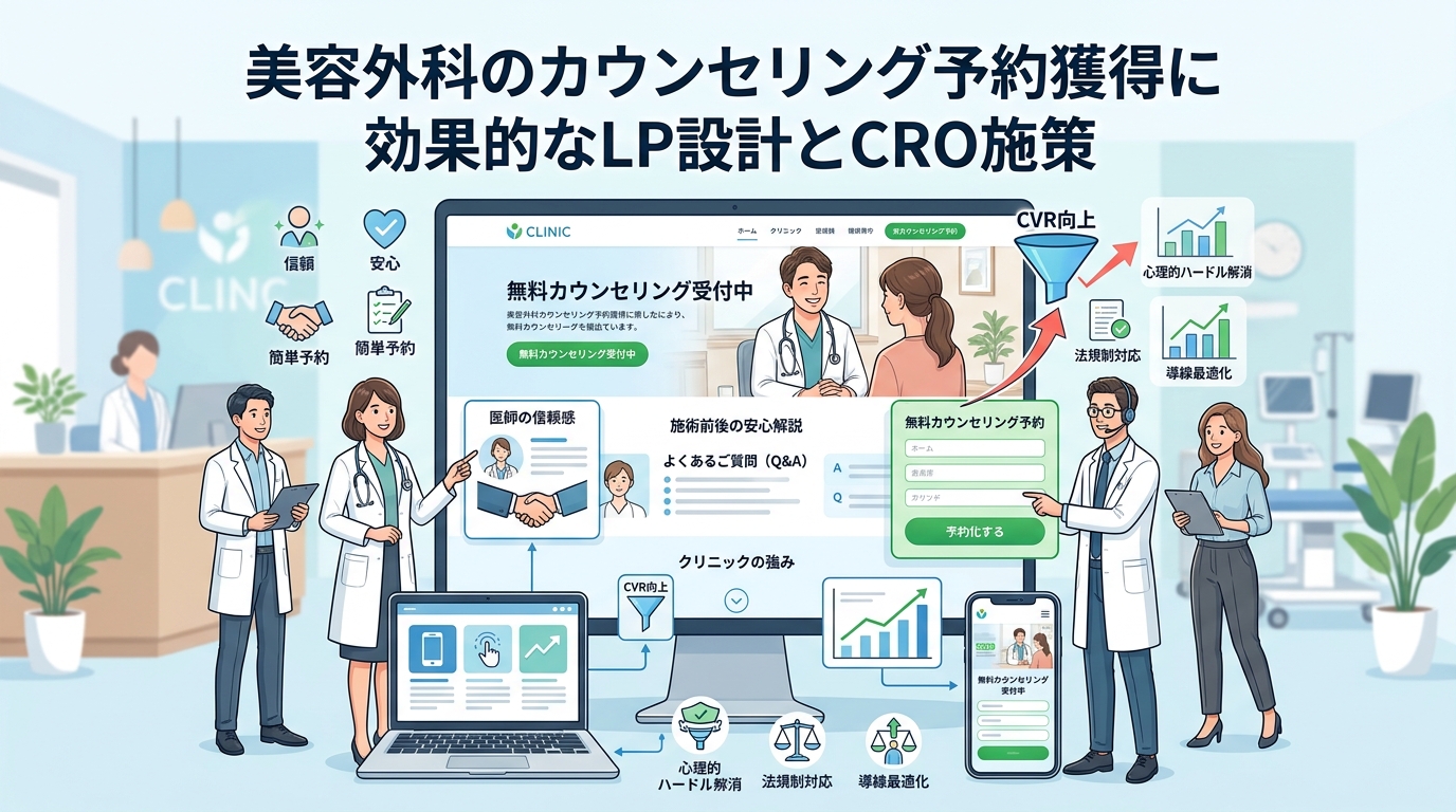 美容外科のカウンセリング予約獲得に効果的なLP設計とCRO施策