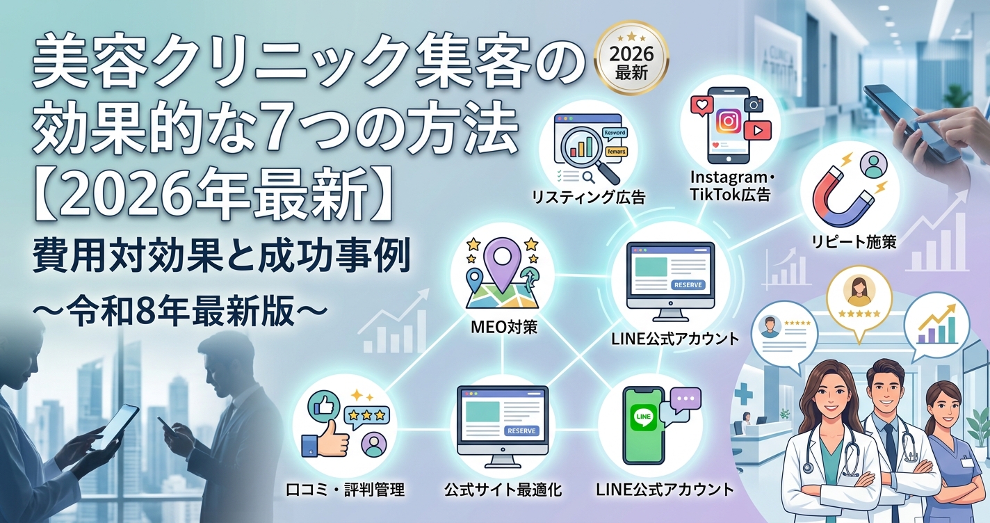 美容クリニック集客の効果的な7つの方法【2026年最新】費用対効果と成功事例