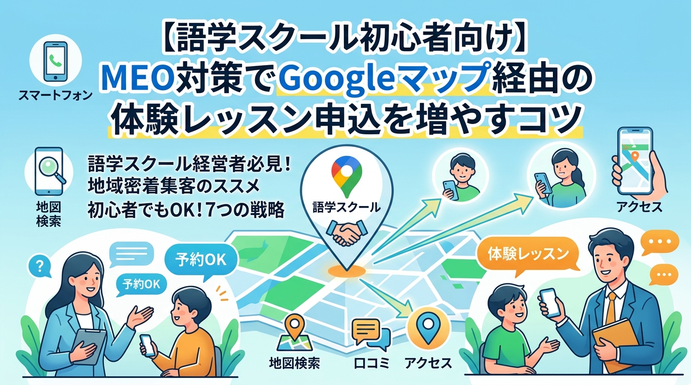 【語学スクール初心者向け】MEO対策でGoogleマップ経由の体験レッスン申込を増やすコツ