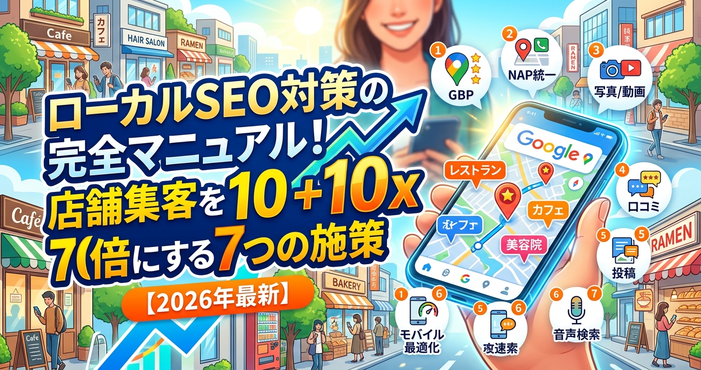 ローカルSEO対策の完全マニュアル！店舗集客を10倍にする7つの施策【2026年最新】
