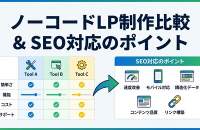 ノーコードツールでのLP制作比較とSEO対応のポイント