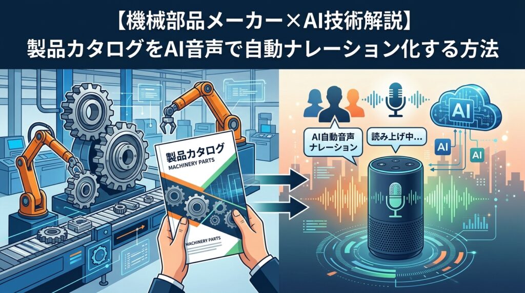 【機械部品メーカー×AI技術解説】製品カタログをAI音声で自動ナレーション化する方法