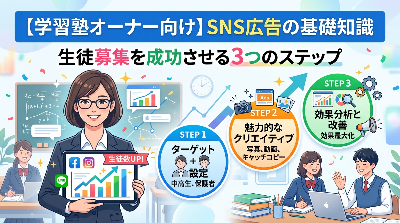 【学習塾オーナー向け】SNS広告の基礎知識｜生徒募集を成功させる3つのステップ