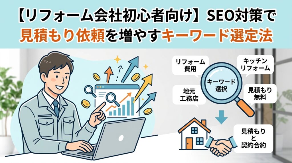 【リフォーム会社初心者向け】SEO対策で見積もり依頼を増やすキーワード選定法