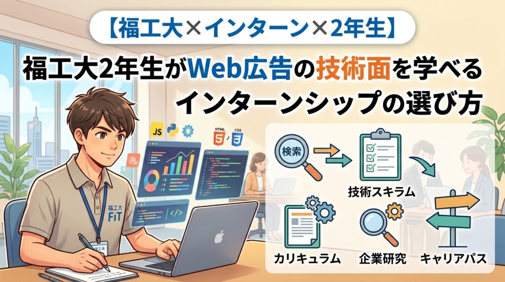 【福岡工業大学×インターン×2年生】福工大2年生がWeb広告の技術面を学べるインターンシップの選び方