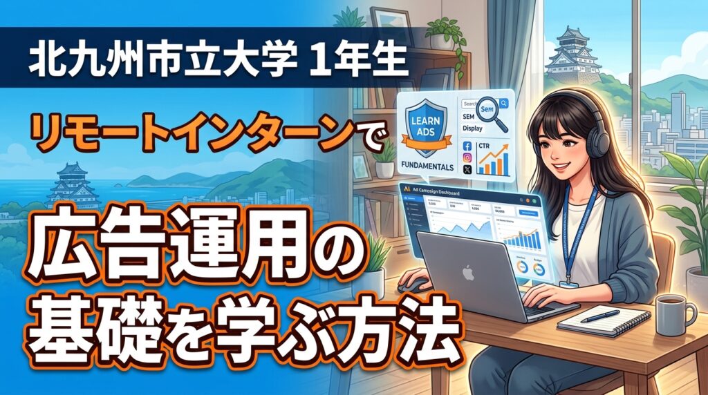 【北九州市立大学×インターン×1年生】北九州市立大学1年生がリモートインターンで広告運用の基礎を学ぶ方法
