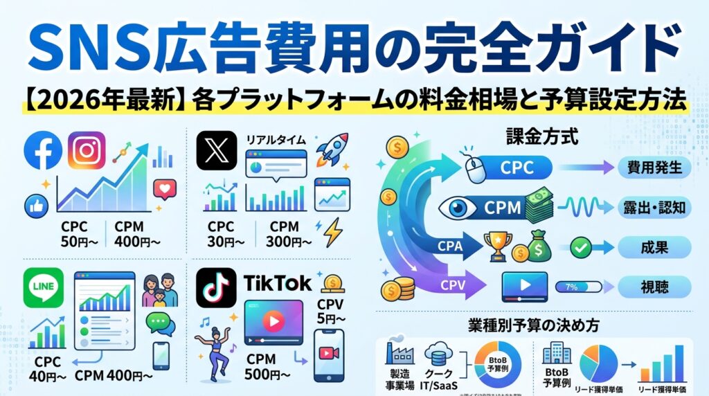 SNS広告費用の完全ガイド【2026年最新】各プラットフォームの料金相場と予算設定方法