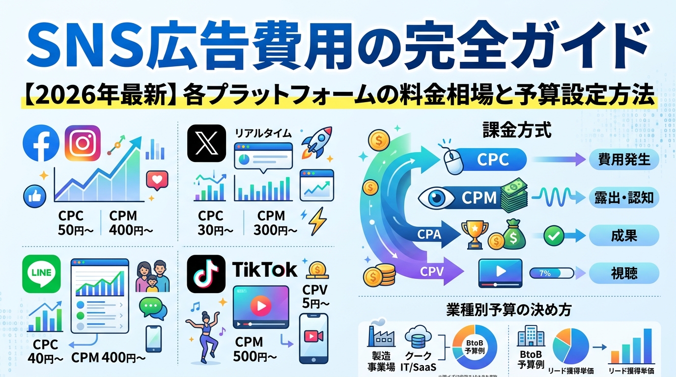 SNS広告費用の完全ガイド【2026年最新】各プラットフォームの料金相場と予算設定方法