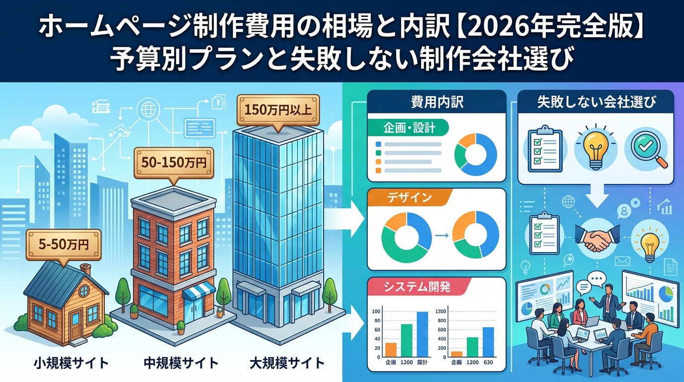 ホームページ制作費用の相場と内訳【2026年完全版】予算別プランと失敗しない制作会社選び