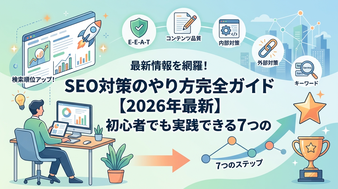 SEO対策のやり方完全ガイド【2026年最新】初心者でも実践できる7つのステップ