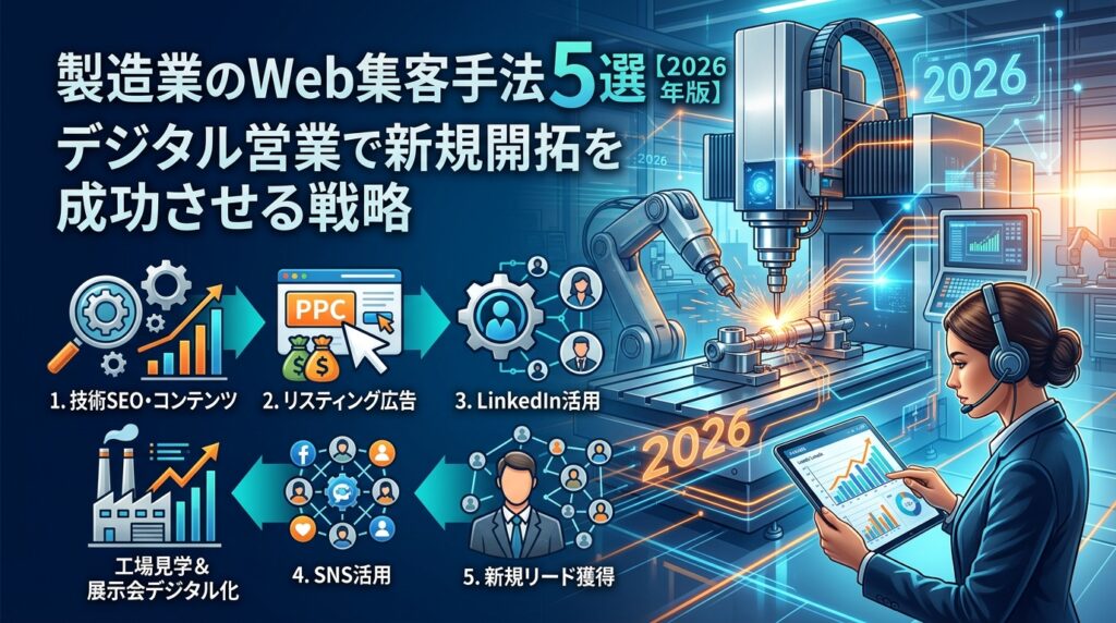 製造業のWeb集客手法5選【2026年版】デジタル営業で新規開拓を成功させる戦略