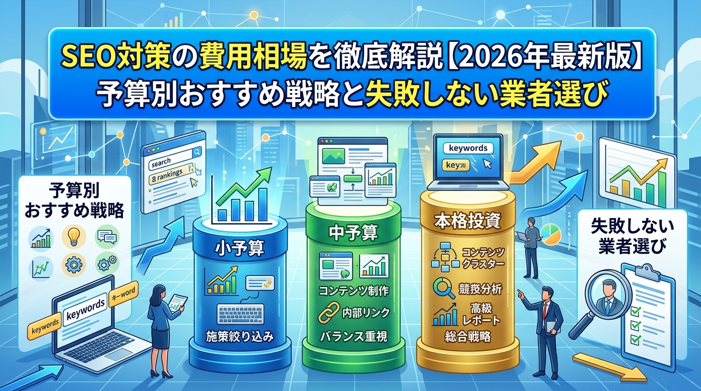 SEO対策の費用相場を徹底解説【2026年最新版】予算別おすすめ戦略と失敗しない業者選び