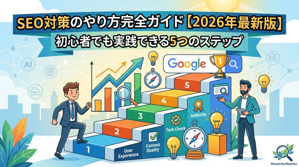 SEO対策のやり方完全ガイド【2026年最新版】初心者でも実践できる5つのステップ