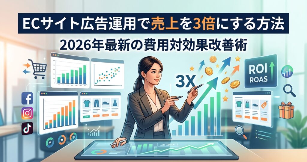 ECサイト広告運用で売上を3倍にする方法｜2026年最新の費用対効果改善術