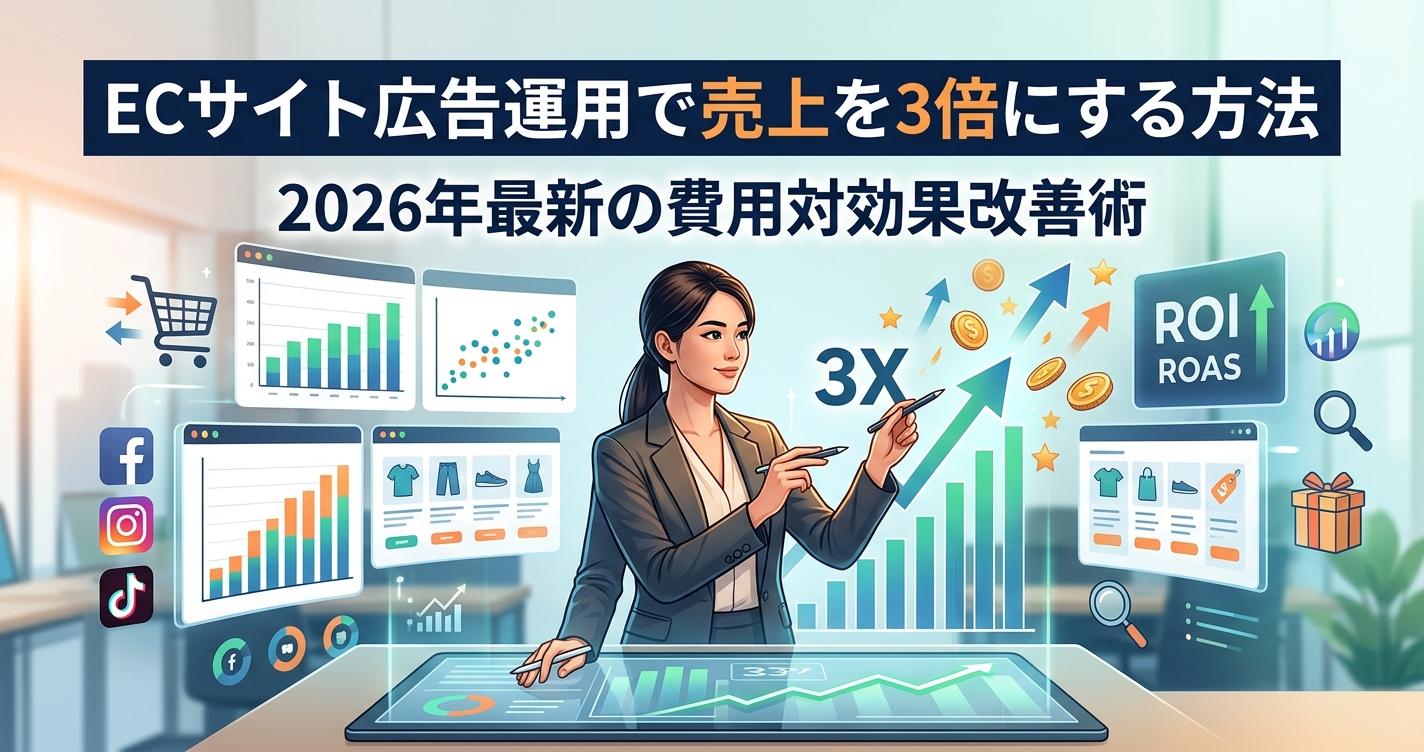 ECサイト広告運用で売上を3倍にする方法｜2026年最新の費用対効果改善術