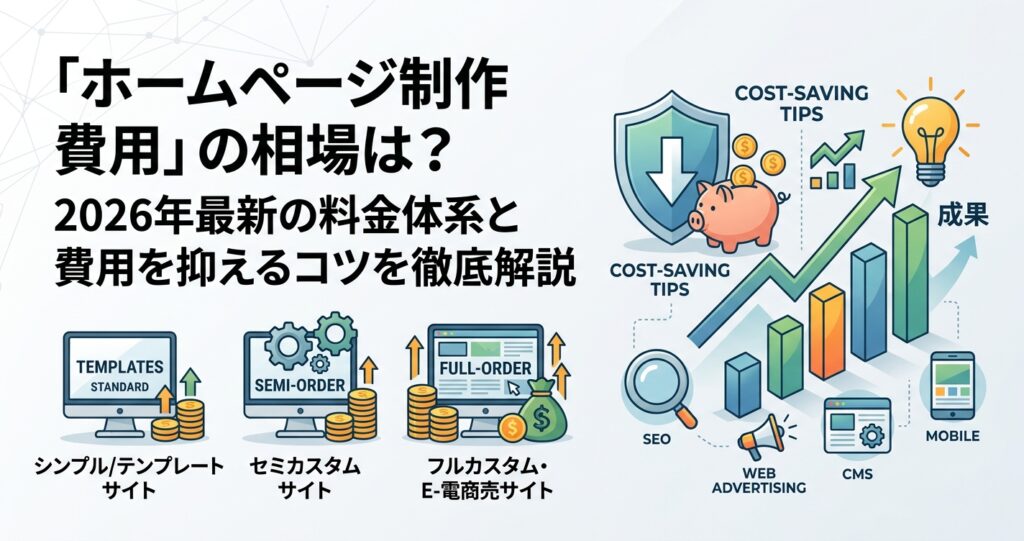 「ホームページ制作 費用」の相場は？2026年最新の料金体系と費用を抑えるコツを徹底解説