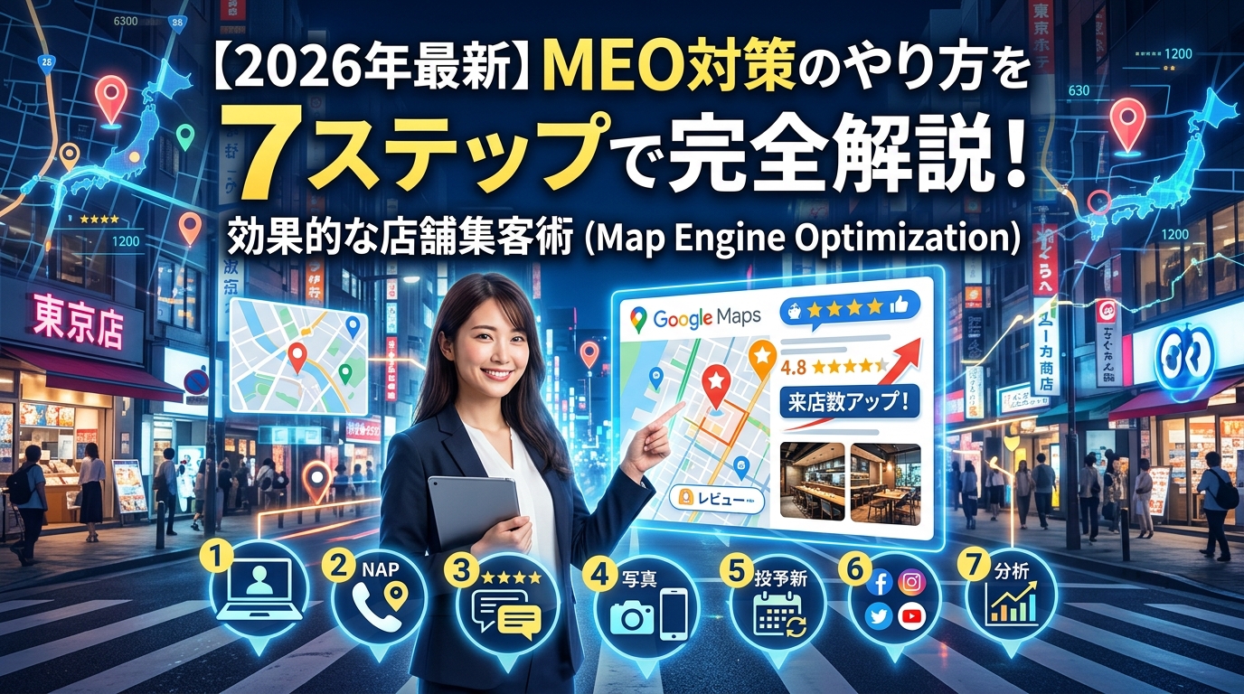 【2026年最新】MEO対策のやり方を7ステップで完全解説！効果的な店舗集客術