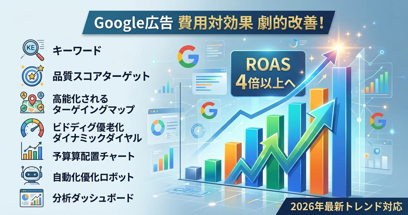 Google広告の費用対効果を改善する7つの戦略【2026年最新ROAS最適化ガイド】