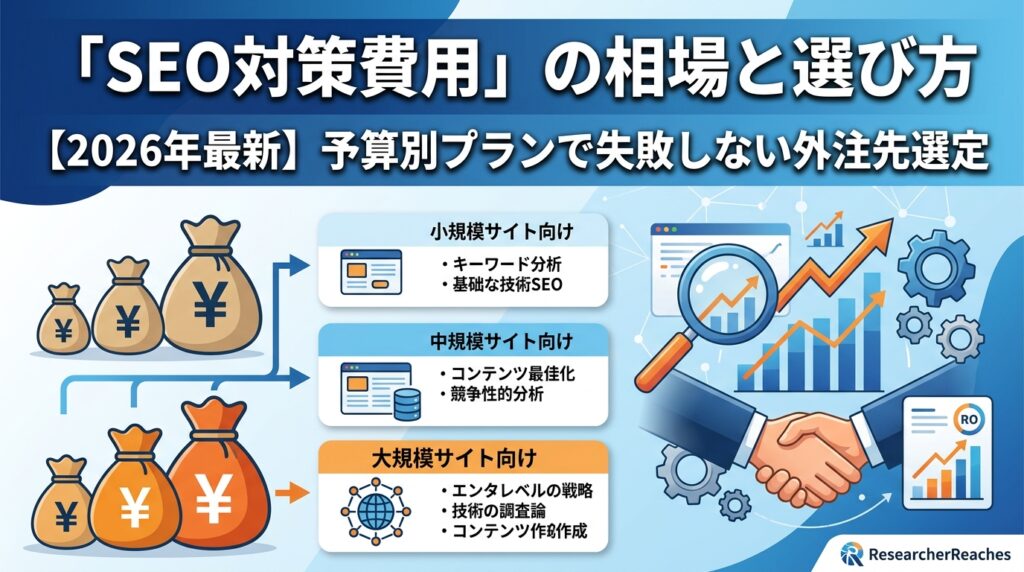 「SEO対策費用」の相場と選び方【2026年最新】予算別プランで失敗しない外注先選定