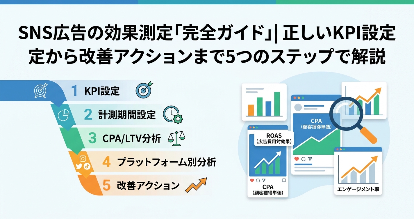 SNS広告の効果測定「完全ガイド」| 正しいKPI設定から改善アクションまで5つのステップで解説