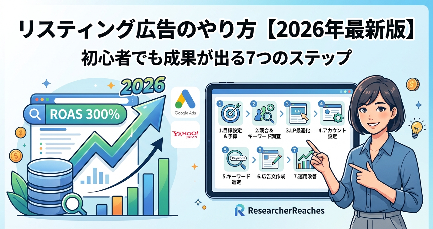 リスティング広告のやり方完全ガイド【2026年最新版】初心者でも成果が出る7つのステップ
