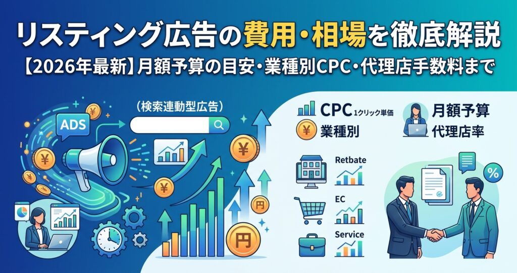 リスティング広告の費用・相場を徹底解説｜月額予算の目安から業種別CPC・代理店手数料まで【2026年最新】