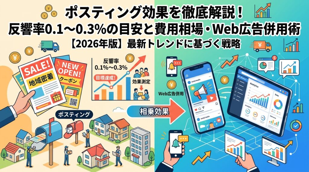 ポスティング効果を徹底解説!反響率0.1〜0.3%の目安と費用相場・Web広告併用術【2026年版】