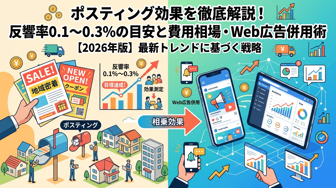 ポスティング効果を徹底解説!反響率0.1〜0.3%の目安と費用相場・Web広告併用術【2026年版】