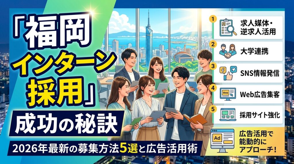「福岡 インターン 採用」成功の秘訣|2026年最新の募集方法5選と広告活用術