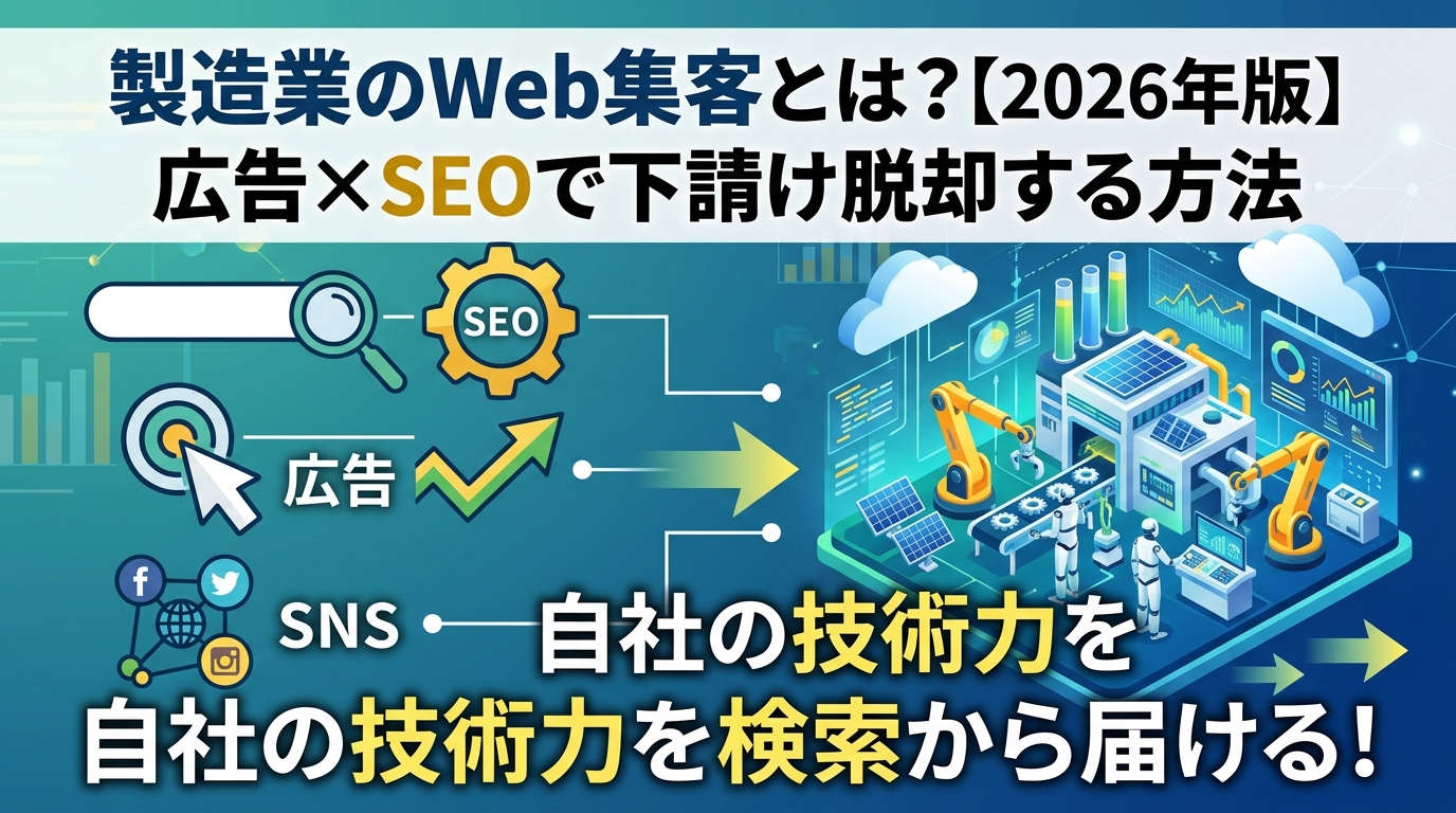 製造業のWeb集客とは?【2026年版】広告×SEOで下請け脱却する方法