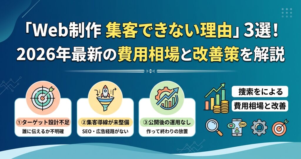 「Web制作 集客できない理由」3選!2026年最新の費用相場と改善策を解説