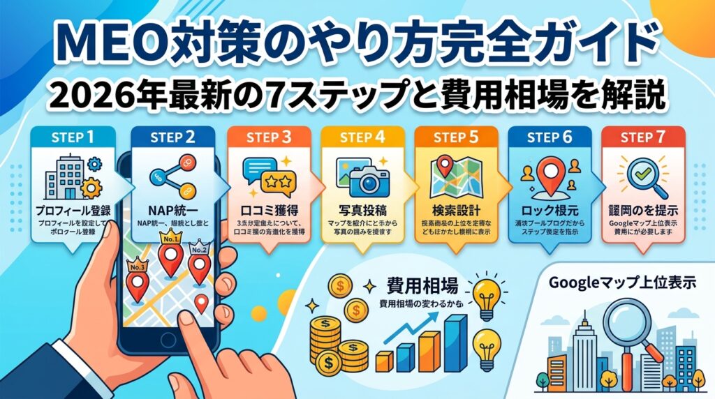 MEO対策のやり方完全ガイド|2026年最新の7ステップと費用相場を解説