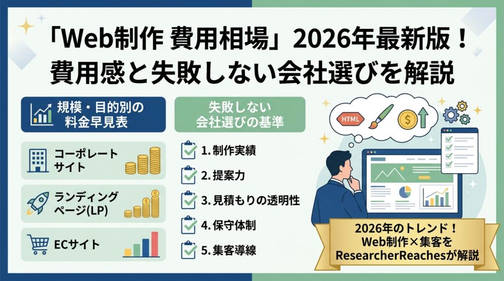 「Web制作 費用相場」2026年最新版!費用感と失敗しない会社選びを解説