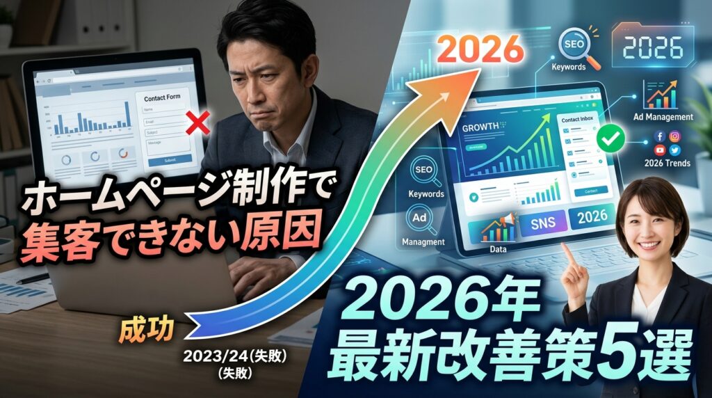 ホームページ制作で集客できない原因と2026年最新の改善策5選