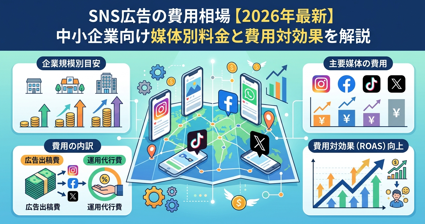SNS広告の費用相場【2026年最新】中小企業向け媒体別料金と費用対効果を解説