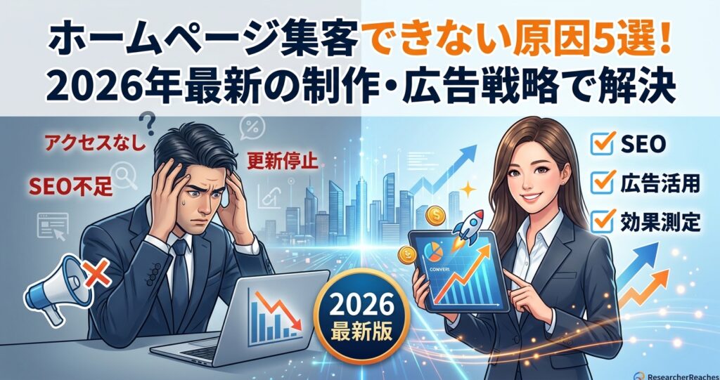 ホームページ集客できない原因5選!2026年最新の制作・広告戦略で解決