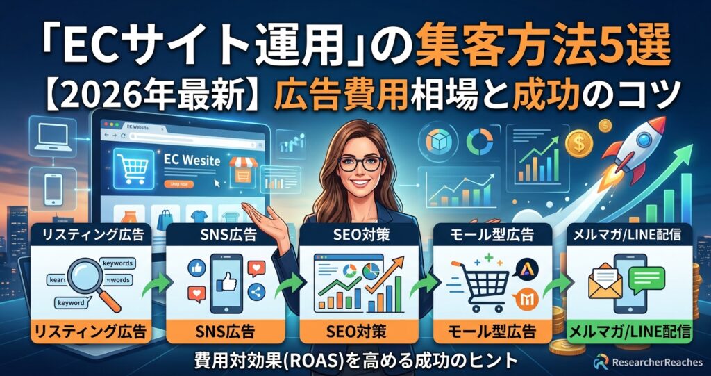 「ECサイト運用」の集客方法5選【2026年最新】広告費用相場と成功のコツ