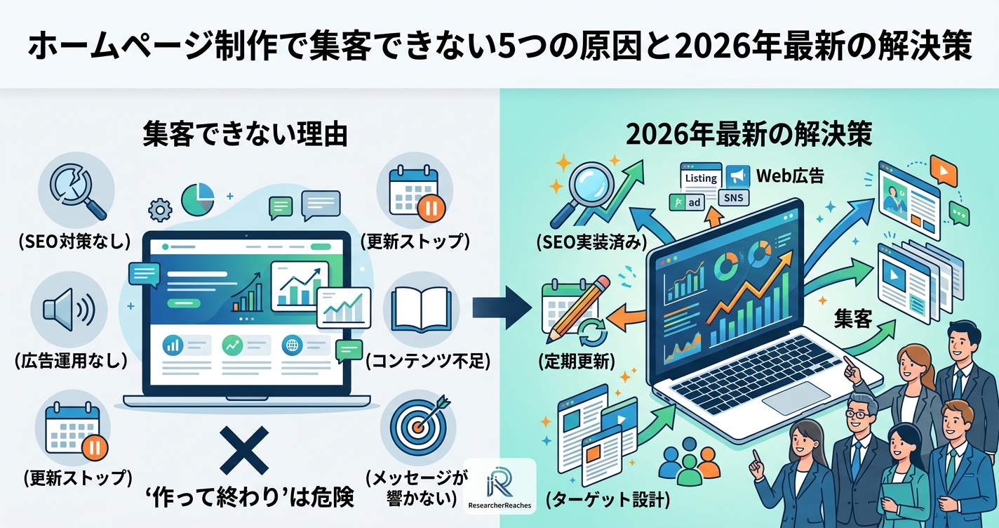 ホームページ制作で集客できない5つの原因と2026年最新の解決策