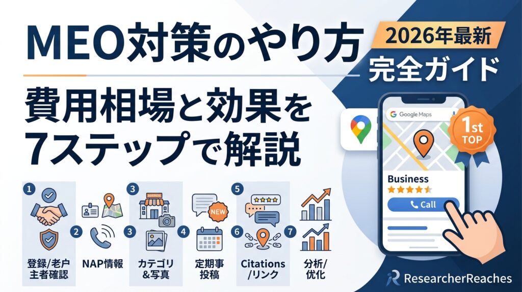 MEO対策のやり方完全ガイド【2026年最新】費用相場と効果を7ステップで解説