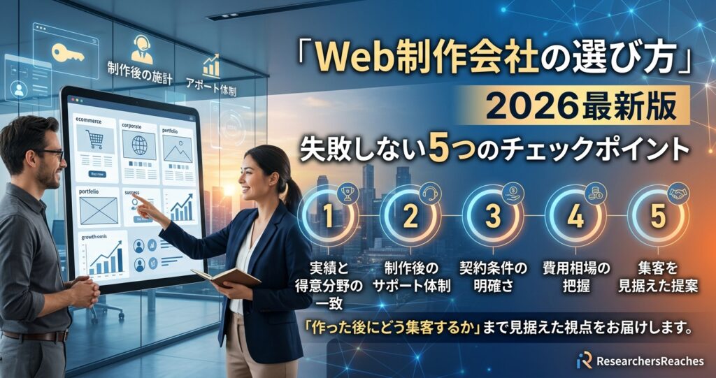 「Web制作会社の選び方」2026年最新版|失敗しない5つのチェックポイント