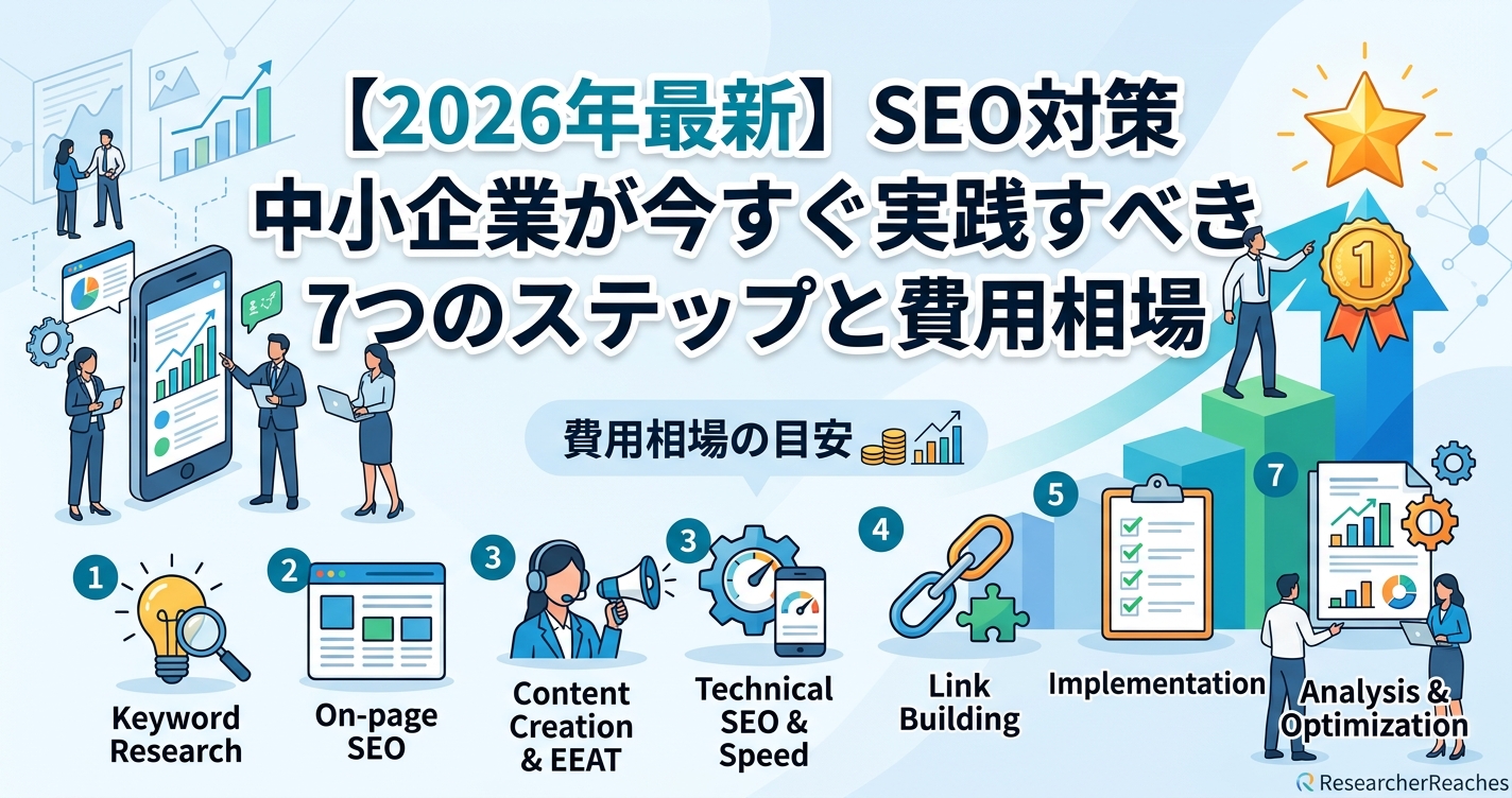 【2026年最新】SEO対策 中小企業が今すぐ実践すべき7つのステップと費用相場