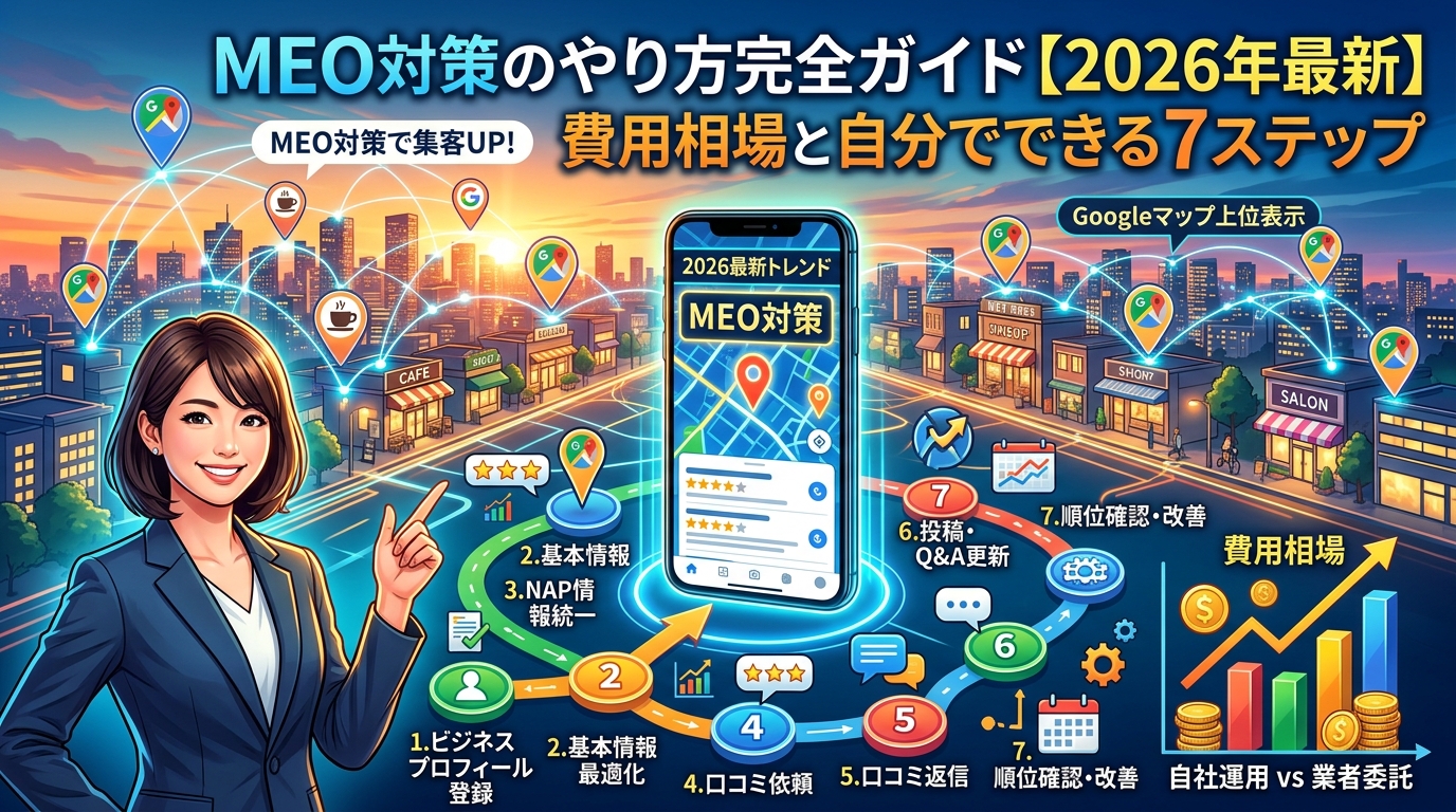 MEO対策のやり方完全ガイド【2026年最新】費用相場と自分でできる7ステップ