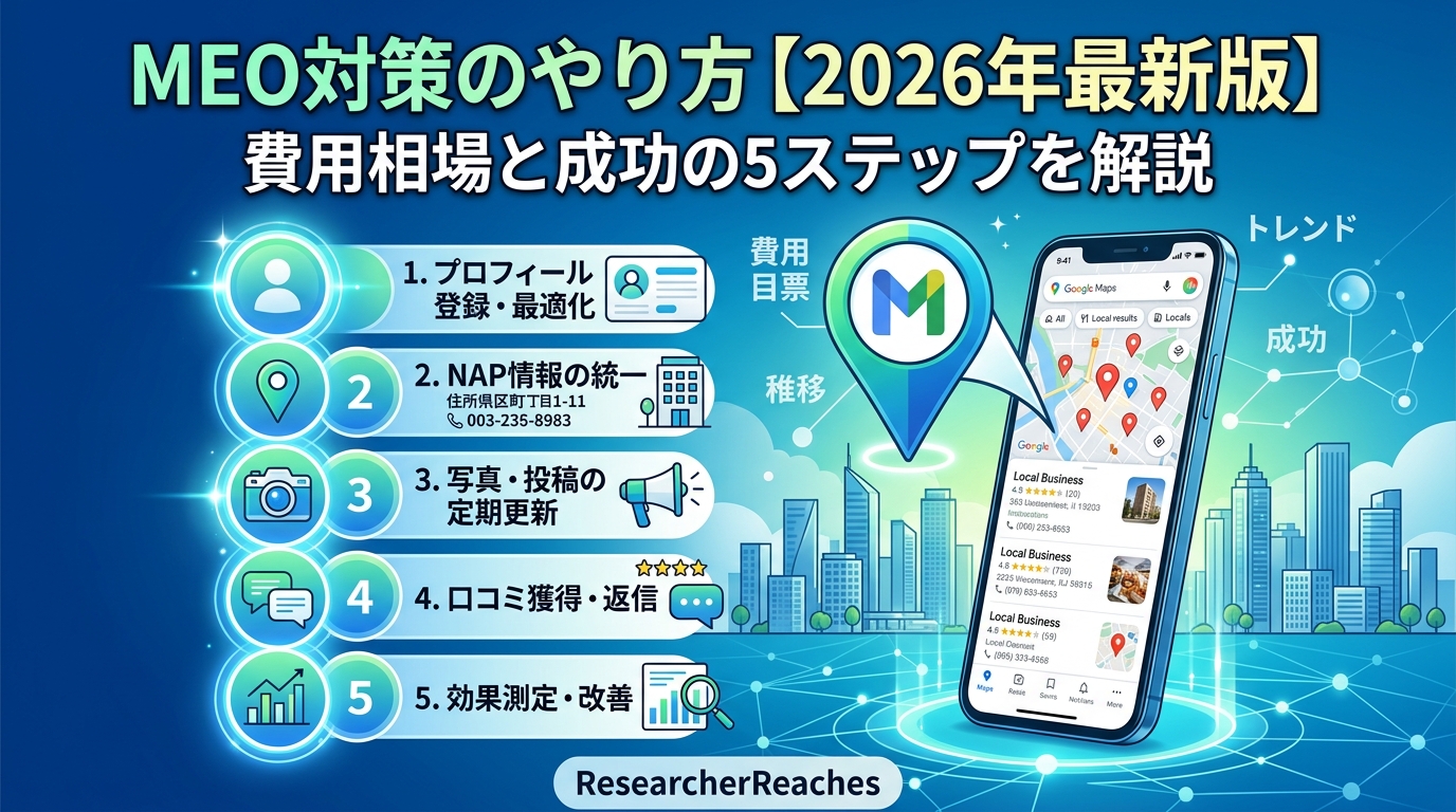 MEO対策のやり方【2026年最新版】費用相場と成功の5ステップを解説
