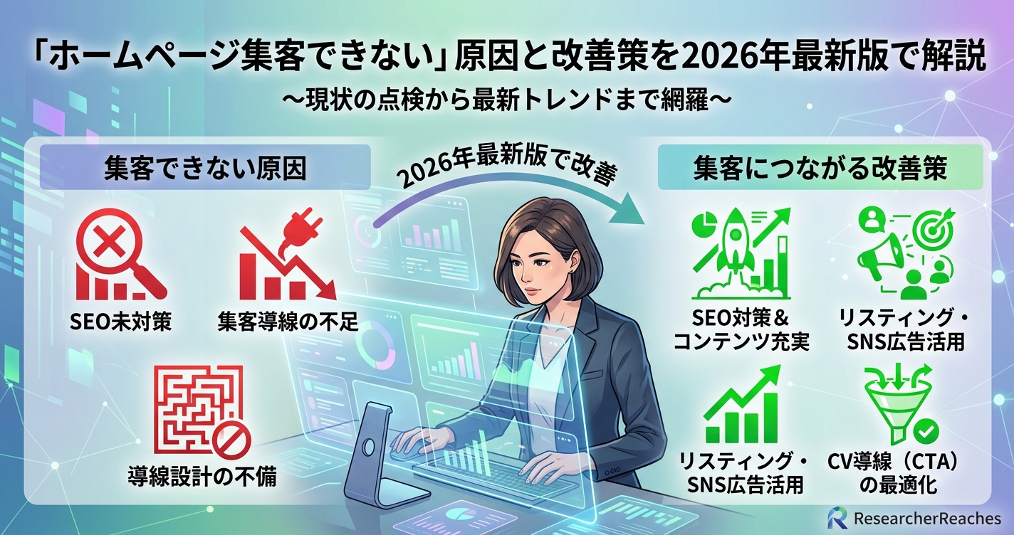「ホームページ集客できない」原因と改善策を2026年最新版で解説