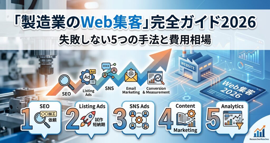 「製造業のWeb集客」完全ガイド2026|失敗しない5つの手法と費用相場